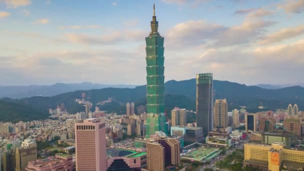 Panorama Aérien Paysage Urbain Avec Célèbre Tour Taipei Taiwan Time — Video