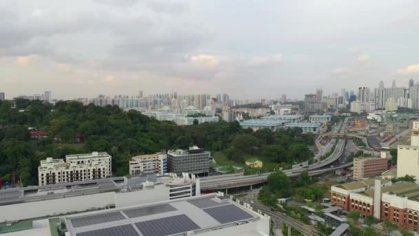Lalu Lintas Jalan Pulau Sentosa Singapura Kota Panorama Udara — Stok Video