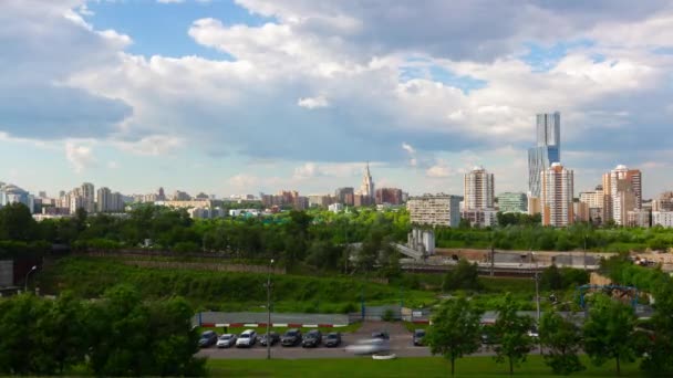 Modern Blokkok Építési Panoráma Moszkvában Oroszországban Időintervallum — Stock videók