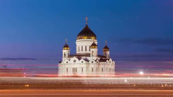 Kristi Berömda Katedral Frälsaren Moscostaden Ryssland Tidsförskjutning — Stockvideo