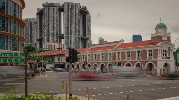 City Street Traffic Crossroad Singapur Time Lapse — Vídeo de stock