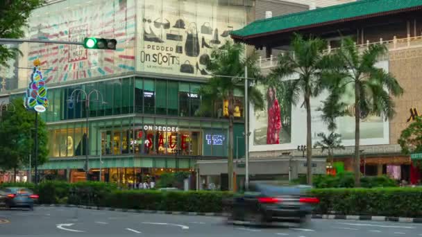 Πόλη Κυκλοφορίας Διάσημο Εμπορικό Δρόμο Σιγκαπούρη Time Lapse — Αρχείο Βίντεο