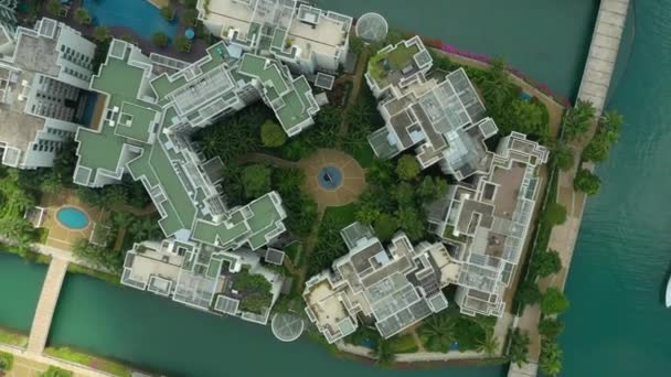 Panorama Aéreo Complexo Apartamentos Ilha Sentosa Cidade Singapura — Vídeo de Stock
