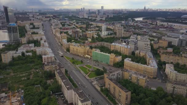 夏日莫斯科市景观库图佐夫斯基展望空中全景4K俄罗斯 — 图库视频影像