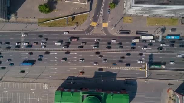 Aérea Tráfico Calle Cruce Rusia Moscú Timelapse — Vídeo de stock