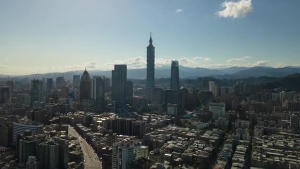 Panorama Lotnicza Chmur Dziennych Niebie Nad Tajpej Tajwan Time Lapse — Wideo stockowe