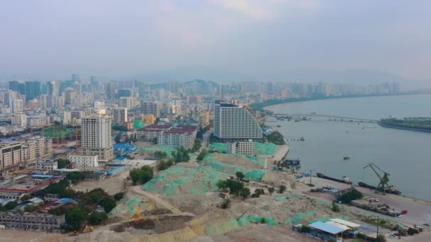 Aerial View Sanya City Evening Time Hainan Island China — ストック動画