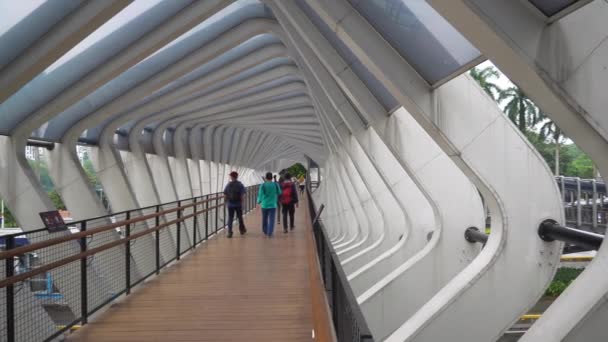 Famoso Puente Peatonal Ciudad Yakarta Indonesia Panorama — Vídeos de Stock