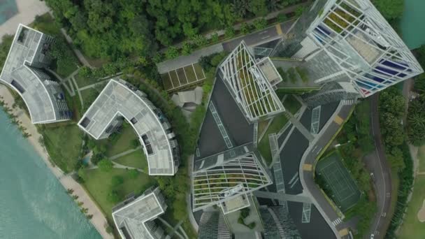 Luftaufnahme Eines Apartmentkomplexes Auf Der Insel Sentosa Singapur — Stockvideo