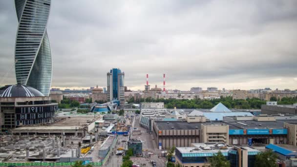 Panorama Construction Blocs Modernes Moscou Russie Timelapse — Video