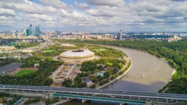 Luzhniki Havalimanı kompleks yapı, Rusya, Moskova, 4k, zaman ayarlı.