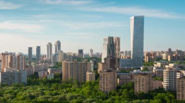 Moskova 'nın şehir manzarası, çatı panoraması, Rusya. 4k, zaman aşımı 