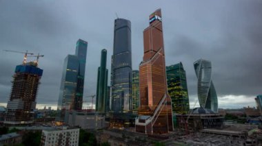 Moskova 'nın şehir manzarası, çatı panoraması, Rusya. 4k, zaman aşımı 