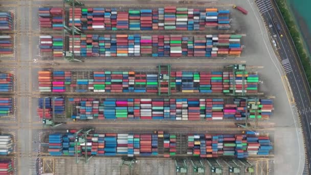 Luchtpanorama Van Containers Haven Van Sentosa Eiland Singapore Stad — Stockvideo