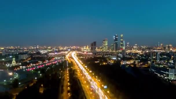 Trafic Nocturne Kutuzovsky Prospect Russie Moscou Timelapse — Video