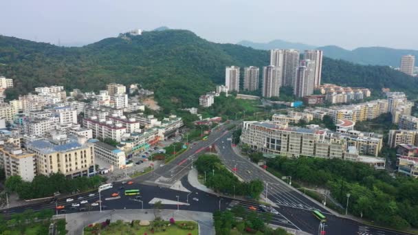 Luftaufnahme Der Stadt Sanya Abend Hainan Island China — Stockvideo