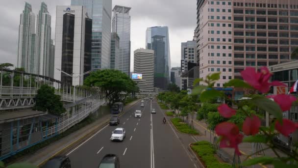Tráfego Rua Cidade Jacarta Indonésia Vista Diurna — Vídeo de Stock