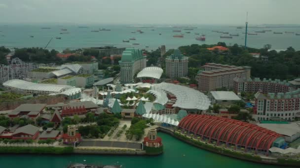 Aerial Panorama Architecture Sentosa Island Singapore City — Stock Video