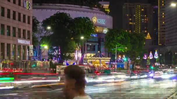 City Street Traffic Crossroad Singapur Time Lapse — Vídeo de stock