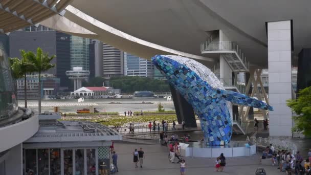 Famous Museum Marina Bay Singapore City Panorama — Stock Video