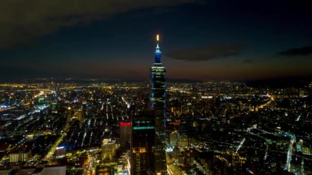 Paysage Urbain Nocturne Illuminé Avec Célèbre Tour Taipei Taiwan Délais — Video