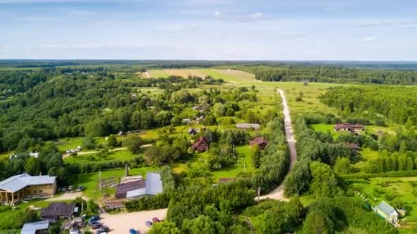 Paisaje Aéreo Con Bosque Campo Rusia Timelapse — Vídeos de Stock