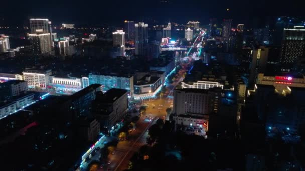 Aerial Topdown View Sanya Riverside Street Traffic Hainan Island China — Αρχείο Βίντεο