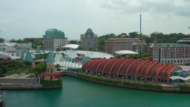 Panorama Aéreo Arquitetura Ilha Sentosa Cidade Singapura — Vídeo de Stock