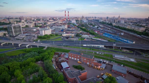 Stadsgezicht Van Moskou Stad Panorama Het Dak Rusland Tijdsverloop — Stockvideo