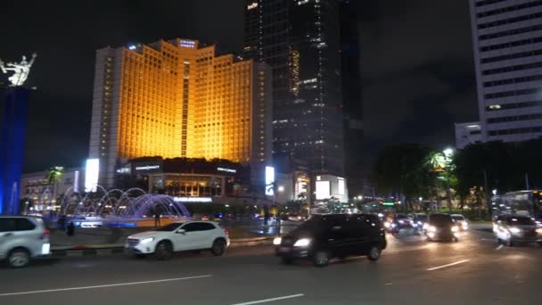 Illumination Nocturne Jakarta Circulation Nocturne Dans Rue Indonésie Panorama — Video