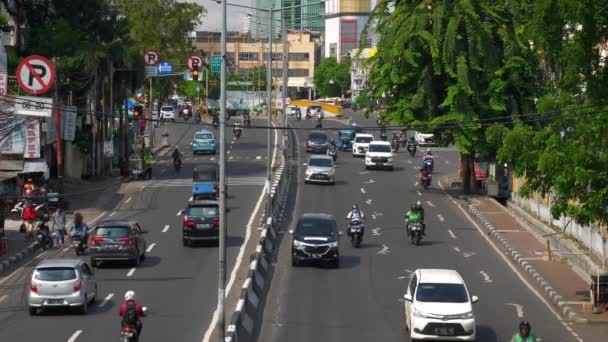 Οδική Κυκλοφορία Στην Πόλη Τζακάρτα Ινδονησία Ημερήσια Προβολή — Αρχείο Βίντεο