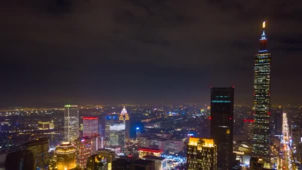 Panorama Aeriană Deasupra Nopții Iluminat Peisajul Orașului Faimosul Turn Din — Videoclip de stoc