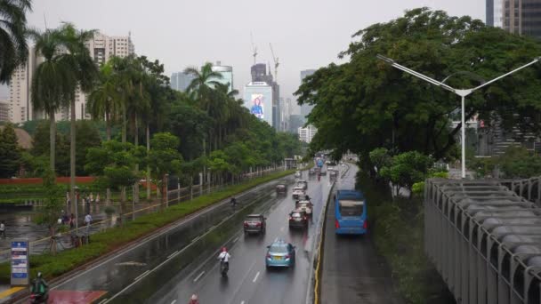 Jakarta City Endonezya Sokak Trafiği Gündüz Görüşü — Stok video