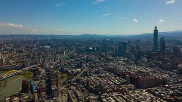 Panorama Aéreo Paisaje Urbano Con Famosa Torre Taipei Taiwán Time — Vídeo de stock