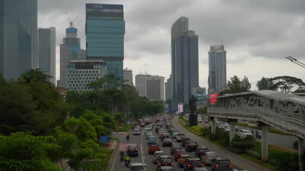 Ruch Uliczny Mieście Jakarta Indonezja Widok Dzień — Wideo stockowe