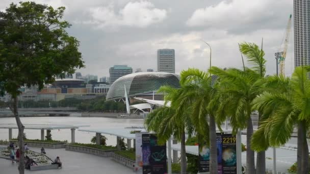 Teatru Celebru Golful Marina Din Orașul Singapore Panoramă — Videoclip de stoc