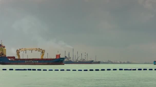 Промисловий Порт Вантажний Корабель Вид Сінгапур Часовий Відрив — стокове відео