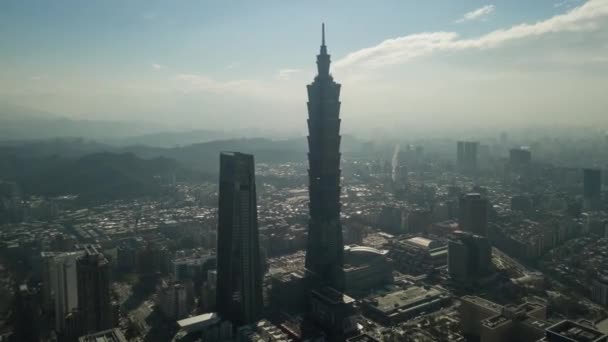 Panorama Aéreo Paisagem Urbana Com Torre Famosa Taipei Taiwan Time — Vídeo de Stock