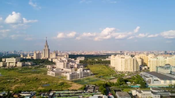 Cityscape Living Blocks Lomonosov University Russia Moscow Timelapse — Stock Video