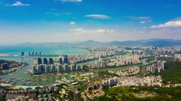 Aerial Panorama Sanya Island Sunny Day China Time Lapse — Stok Video