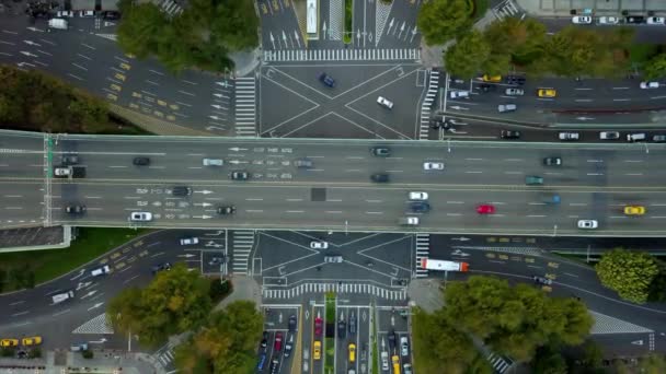 Taiwan Wieczorem Tajpej Miasto Ruch Uliczny Skrzyżowanie Antena Dół Widok — Wideo stockowe