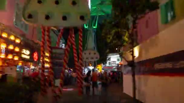 Noite Tempo Iluminado Singapore Cidade Famoso Shopping Livre Caminhando Timelapse — Vídeo de Stock