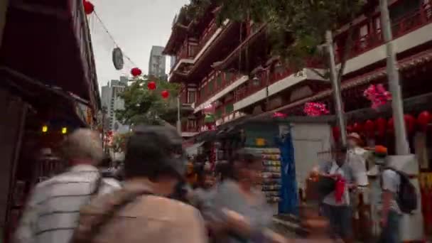 Giorno Singapore Città Porcellana Città Famoso Tempio Pedonale Strada Piedi — Video Stock