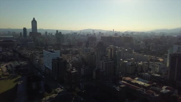 Taiwan Západ Slunce Čas Taipei Cityscape Vysoké Letecké Panorama — Stock video