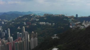 Hong Kong 'un gündüz hava manzarası, 4K 