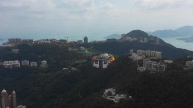 Hong Kong 'un gündüz hava manzarası, 4K 