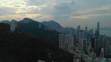 Hong Kong 'un gündüz hava manzarası, 4K 