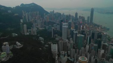 Hong Kong 'un gündüz hava manzarası, 4K 