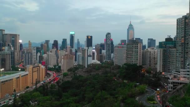 Daytime Aerial Panorama Hong Kong City — Stock Video