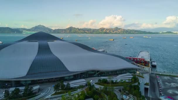 Day Time Shenzhen Shekou Cruise Center Bay Aerial Panoramic Tilt — Stock Video